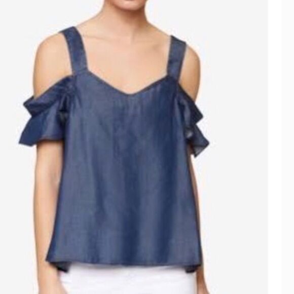 Sanctuary - Cold Shoulder Chambray Top Size Medium - Picture 1 of 7